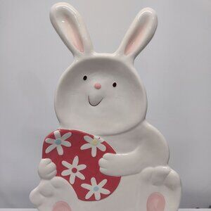 NEW! Blossoms & Blooms Ceramic Easter Bunny Platter/Tray